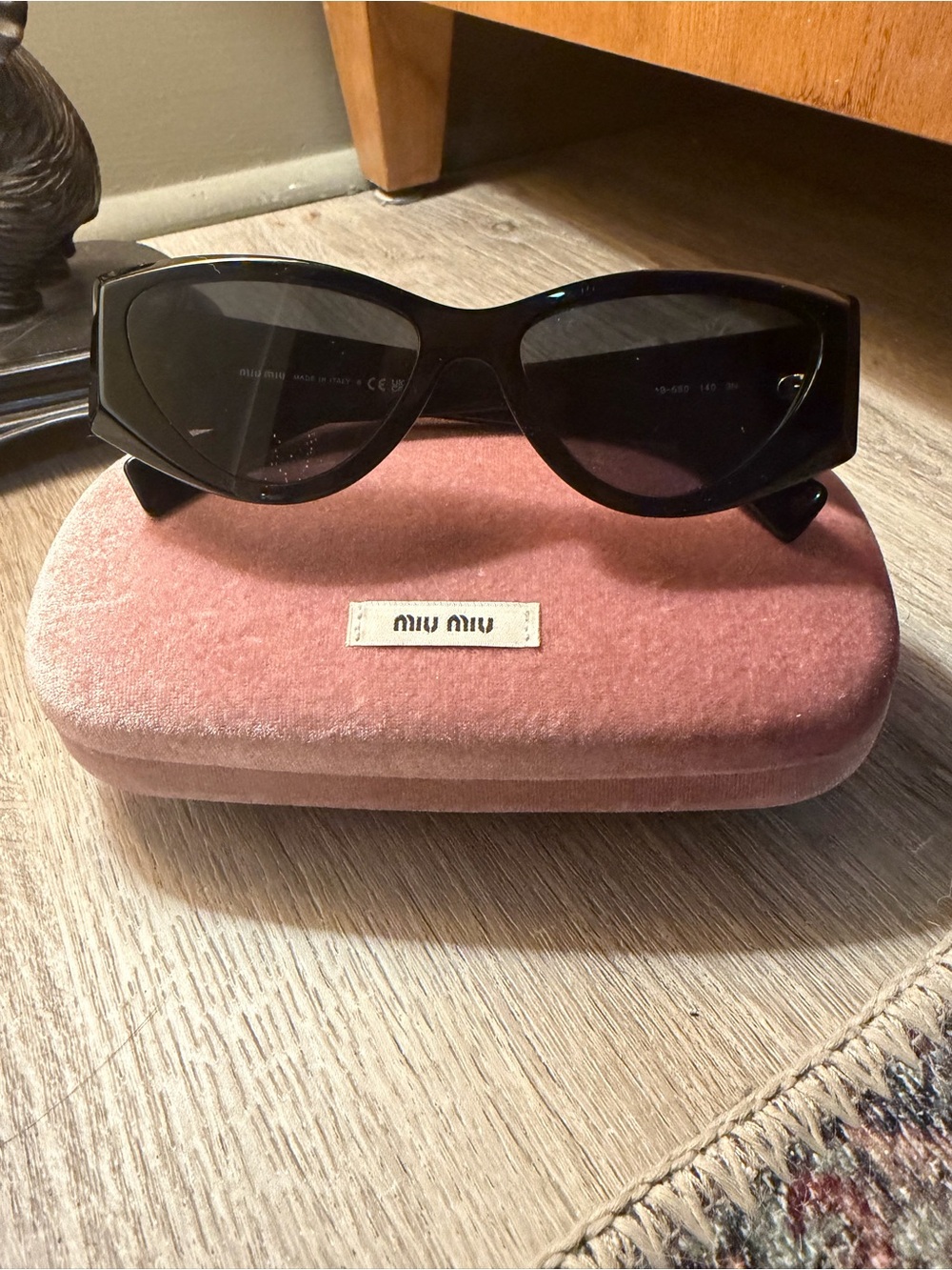 Miu Miu Camel Acetate Cat Eye Sunglasses SMU 06Y Black Ardesia - Picture 7 of 16